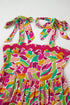 Floral Tie Strap Ricrac Trim A Line Flowing Maxi Dress